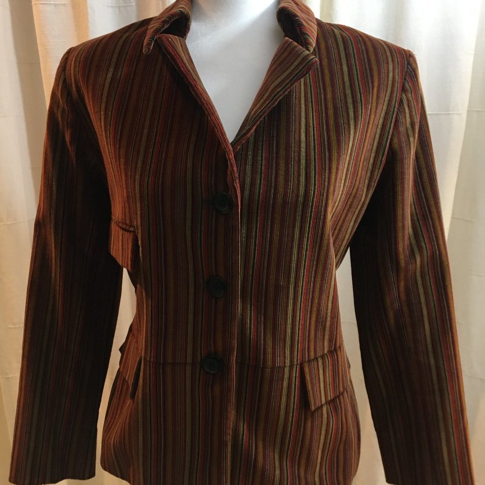 Fitted Corduroy Blazer Jacket Retro Style Orange Rust